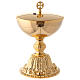Gold plated brass chalice and ciborium with baroque node and base s3
