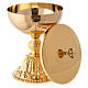 Gold plated brass chalice and ciborium with baroque node and base s5