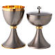 Chalice and pyx made of brass with 24-carat gold plating with striped knot s1