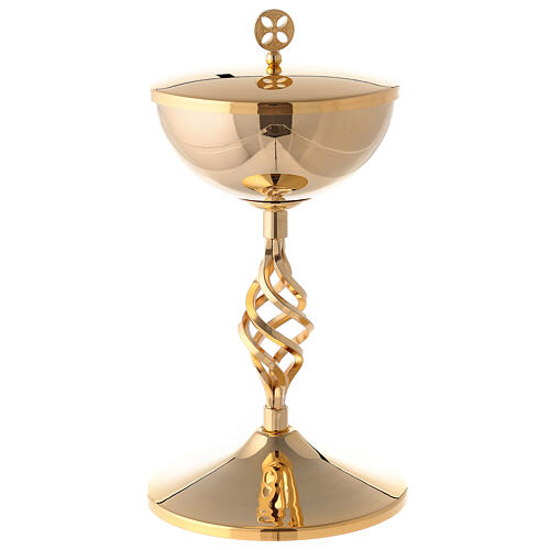 Gold plated brass chalice and ciborium with elliptical node 2