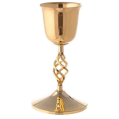 Gold plated brass chalice and ciborium with elliptical node 4