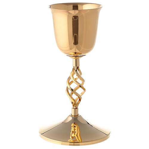 Gold plated brass chalice and ciborium with elliptical node 5