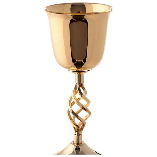 Gold plated brass chalice and ciborium with elliptical node 6