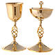Gold plated brass chalice and ciborium with elliptical node s1