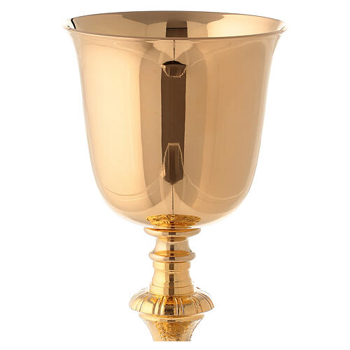 Chalice and pyx made of brass with 24-carat gold plating with Rococo decorations 4