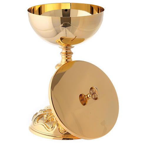 Chalice and pyx made of brass with 24-carat gold plating with Rococo decorations 6