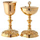 Chalice and pyx made of brass with 24-carat gold plating with Rococo decorations s1