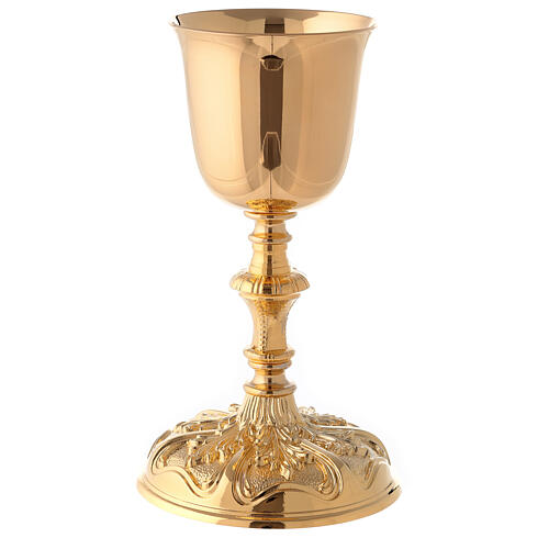 Rococo chalice and ciborium in 24-karat gold plated brass 2