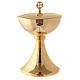Gold plated chalice and ciborium with striped engraved node in brass s3
