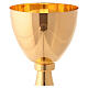 Gold plated chalice and ciborium with striped engraved node in brass s4