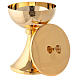 Gold plated chalice and ciborium with striped engraved node in brass s5