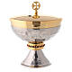 Short pyx made of silver brass with 24-carat gold plating and red stones s1