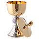 Chalice and pyx with hammered silver base and cast knot decorated with blue stones s5