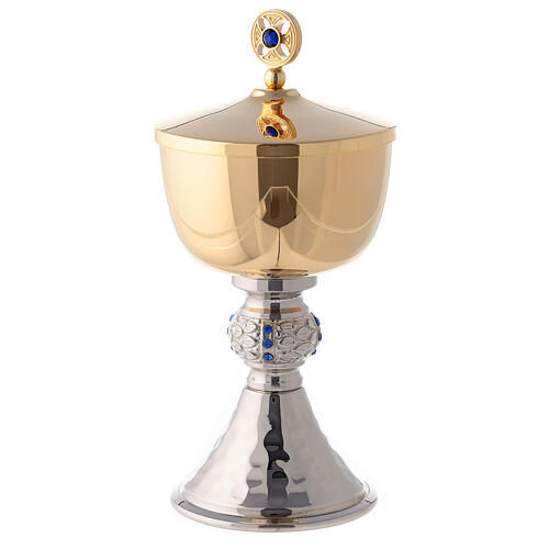 Chalice and ciborium with hammered silver plated base 3