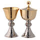 Chalice and pyx with hammered base and knot with red stones s1