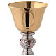 Chalice and ciborium with hammered base and node with red stones s4