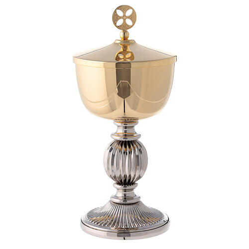 Chalice and pyx in gold and silver plated brass with striped base 3