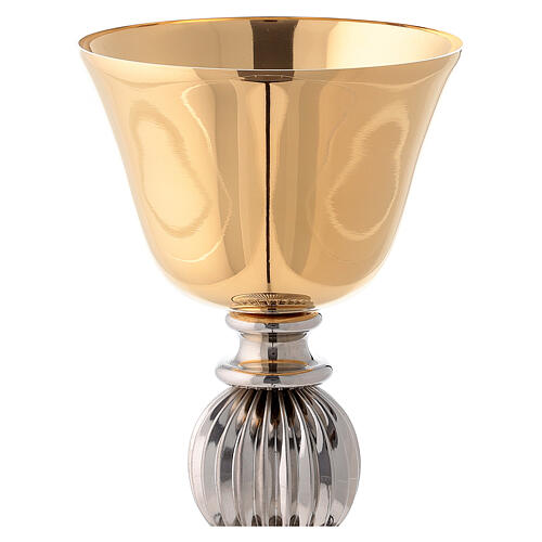 Chalice and pyx in gold and silver plated brass with striped base 4
