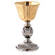 Chalice and pyx in gold and silver plated brass with striped base s2