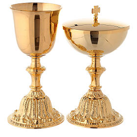Chalice and pyx with gold-plated brass cast base