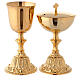 Chalice and pyx with gold-plated brass cast base s1