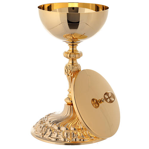 Calice e pisside ottone dorato in fusione stile barocco 7