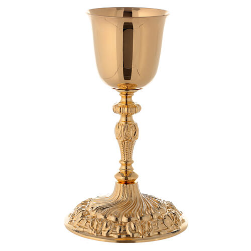 Baroque casted chalice and ciborium in gold plated brass 2