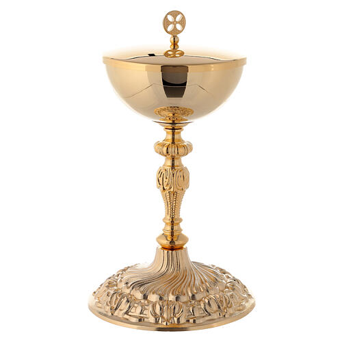 Baroque casted chalice and ciborium in gold plated brass 3