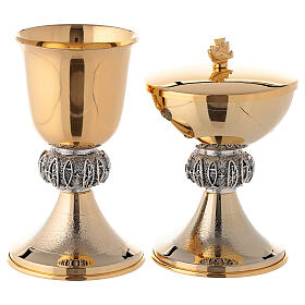 Chalice and pyx in golden brass with 24-carat plating