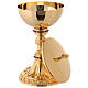 Brass chalice and pyx with red stones s6