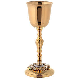 Baroque chalice and ciborium with grapes in brass