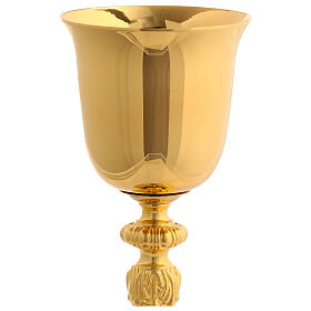 Baroque chalice and ciborium with grapes in brass