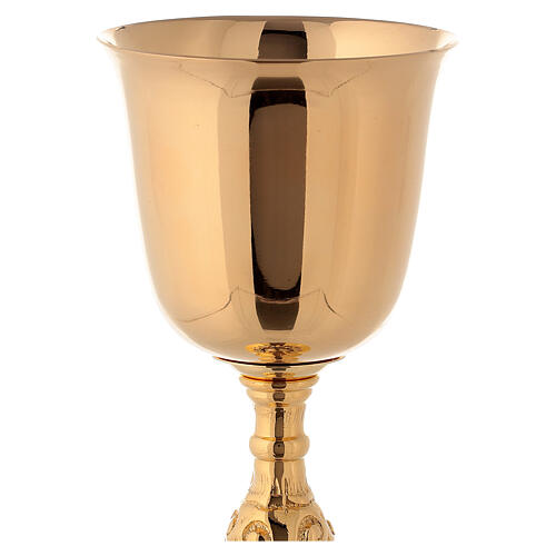 Baroque chalice and ciborium with grapes in brass 3