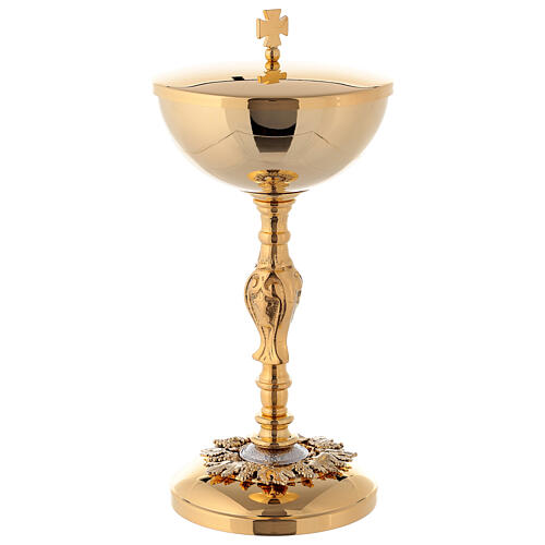 Baroque chalice and ciborium with grapes in brass 4