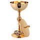 Baroque chalice and ciborium with grapes in brass s7