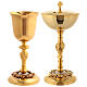 Baroque chalice and ciborium with grapes in brass s1