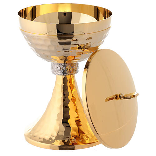 Golden brass chalice and pyx with knurled base 6