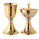 Brass chalice and ciborium with grapes and hammered base s1