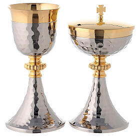 Goblet and pyx in gold- and silver-plated brass