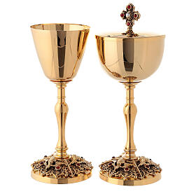 Chalice and pyx made of brass with 24 carat gold plating