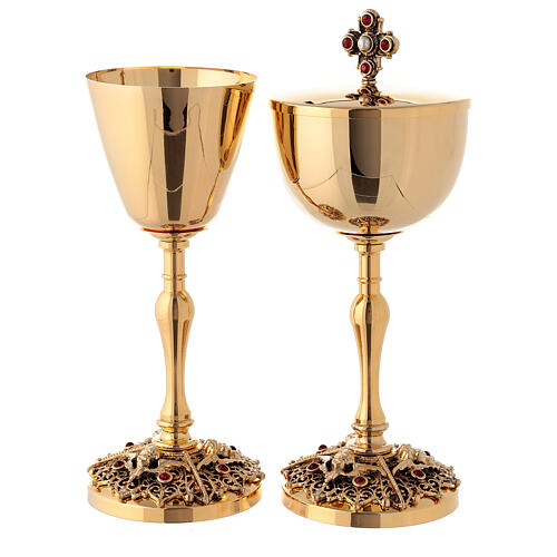 Chalice and pyx made of brass with 24 carat gold plating 1