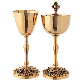 Calice e pisside con angeli ottone dorato 24K