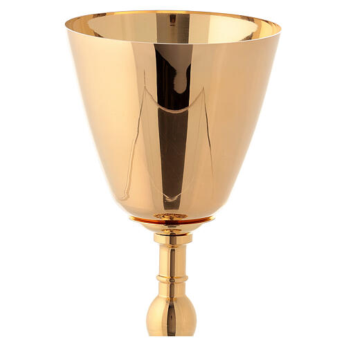 Gold plated brass chalice and ciborium with angels 4