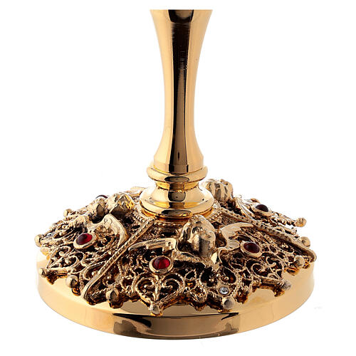 Gold plated brass chalice and ciborium with angels 5