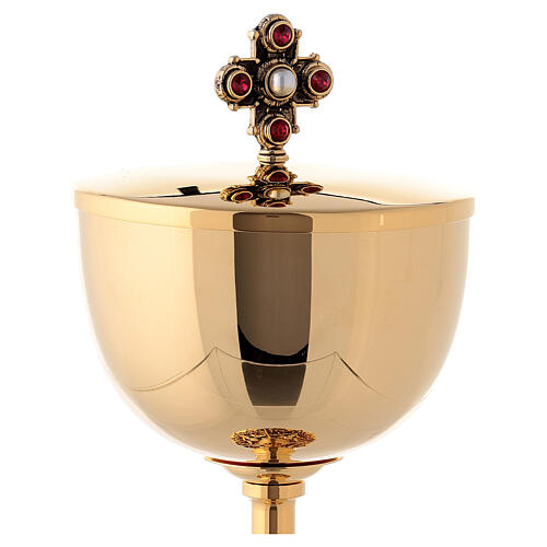 Gold plated brass chalice and ciborium with angels 6
