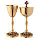 Gold plated brass chalice and ciborium with angels s1