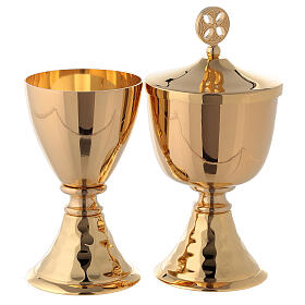 Chalice and pyx made of golden brass