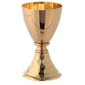 Small chalice and ciborium in brass with hammered base