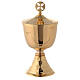 Small chalice and ciborium in brass with hammered base s3