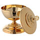 Small ciborium in gold plated brass with decorated base s4